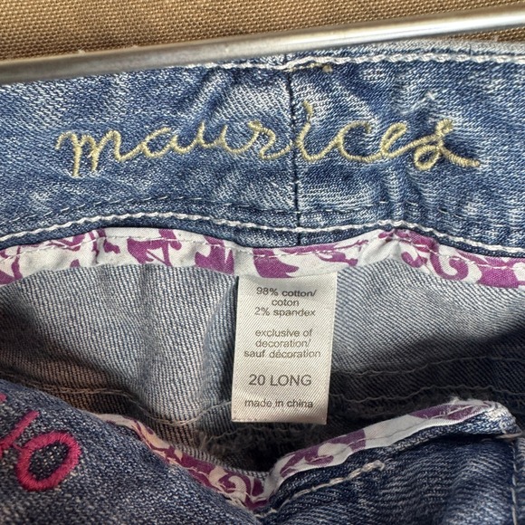 Maurices Womens Size 20 Long Bootcut Jeans Medium Wash Embellished Pockets - Picture 7 of 7